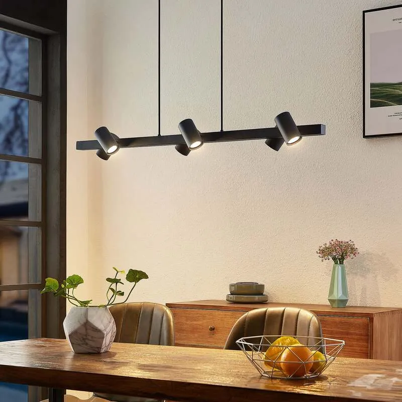 B-Ware Lindby Hängeleuchte Savoli LED Pendelleuchte dimmbar schwarz 116cm 6-flg. Lampe