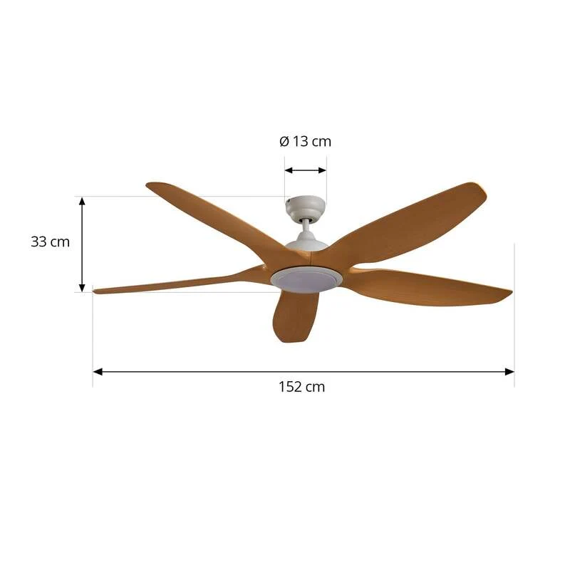 B-Ware Lucande Deckenventilator Omendo LED Ventilator CCT dimmbar schwarz buche 152cm