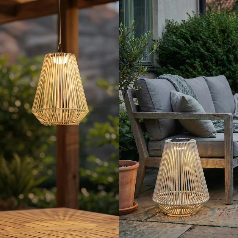 B-Ware Austas LED-Solarhängelampe Ø32cm beige USB Gartenlampe Hängelampe IP54 Leuchte