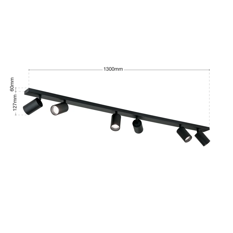 B-Ware Orion Deckenstrahler Sean 6-flammig LED Strahler dimmbar schwarz 130x6cm