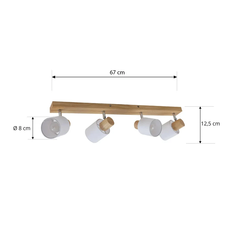 B-Ware Lindby Deckenstrahler Wanessa 67cm 4-flg Holz weiß E14 dimmbar IP20