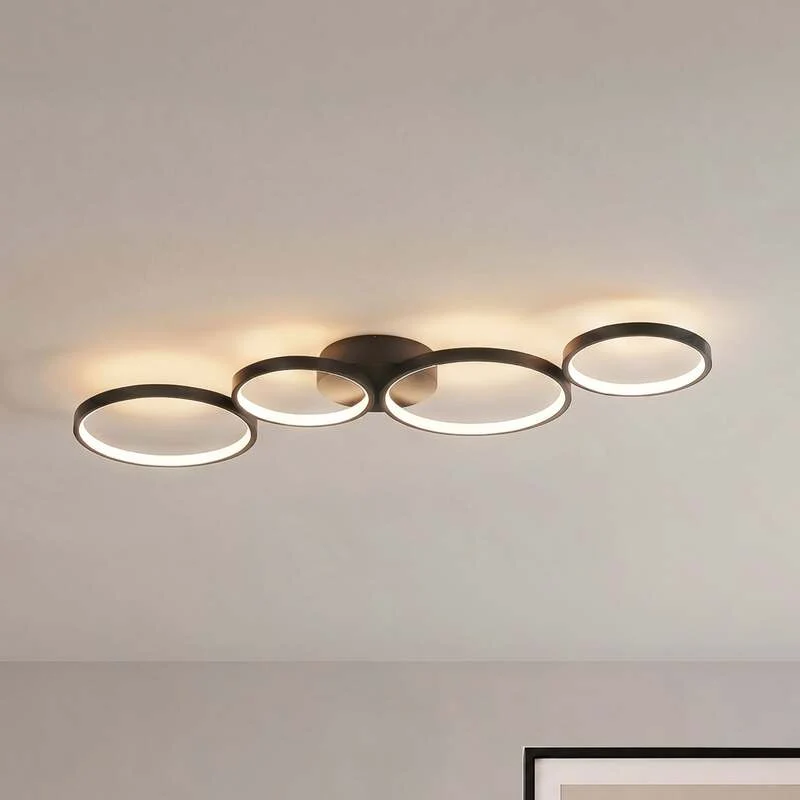 B-Ware Lindby Deckenleuchte Evengeline LED Lampe Leuchte schwarz 88x31cm Aluminium