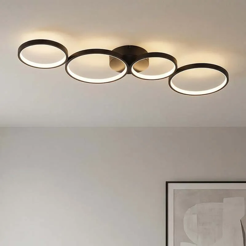 B-Ware Lindby Deckenleuchte Evengeline LED Lampe Leuchte schwarz 88x31cm Aluminium