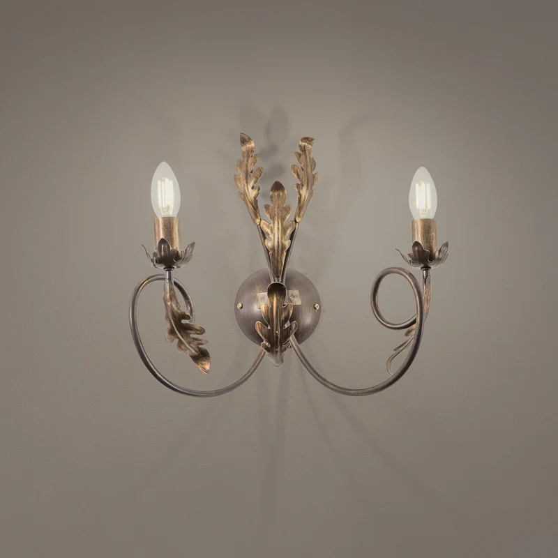 B-Ware Wandleuchte Gretel 2-flammig LED Wandlampe dimmbar bronze Metall E14 40x40cm