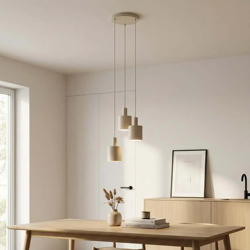 B-Ware Lindby Hängelampe Hängeleuchte Ovelia LED Pendelleuchte dimmbar beige 3-flammig