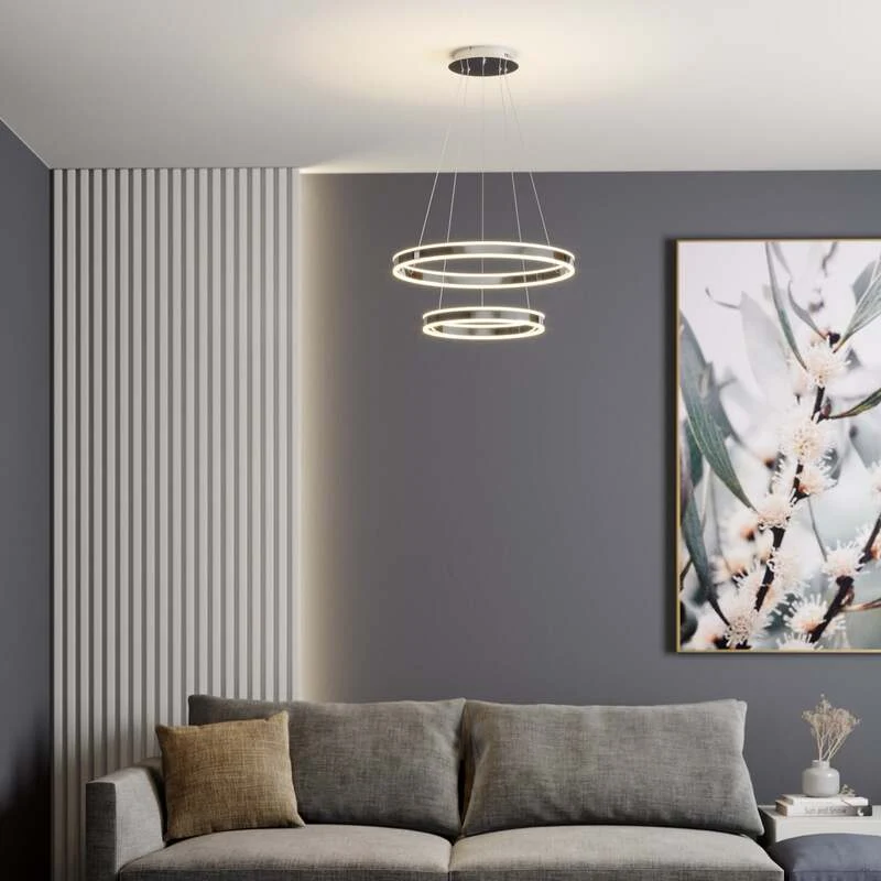 B-Ware Lucande Pendelleuchte Hängeleuchte Lyani LED dimmbar chrom 60cm 2-flg. Leuchte