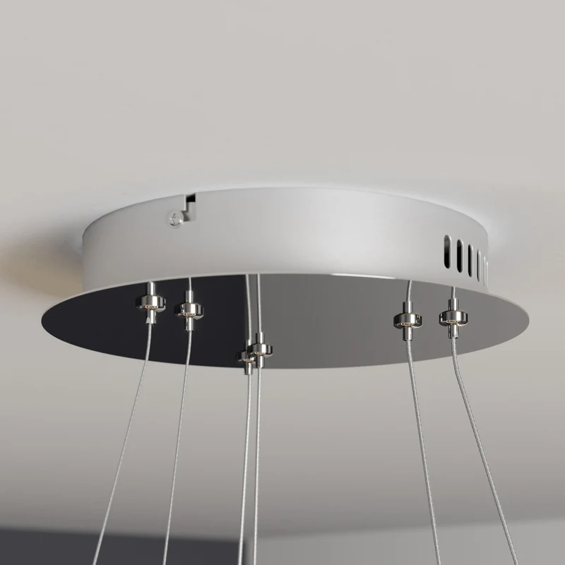 B-Ware Lucande Pendelleuchte Hängeleuchte Lyani LED dimmbar chrom 60cm 2-flg. Leuchte