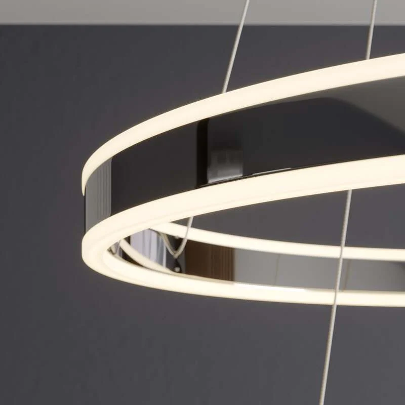 B-Ware Lucande Pendelleuchte Hängeleuchte Lyani LED dimmbar chrom 60cm 2-flg. Leuchte