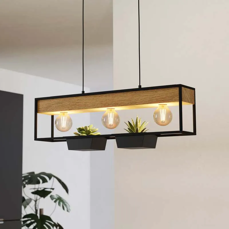 B-Ware Eglo Hängelampe Hängeleuchte Libertad 1 LED Pendelleuchte dimmbar schwarz/holz