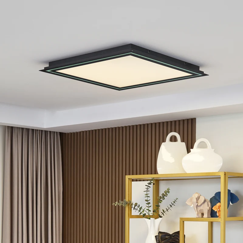 B-Ware Lucande Deckenlampe Deckenleuchte LED Leicy schwarz RGB CCT Fernbedienung 64 cm