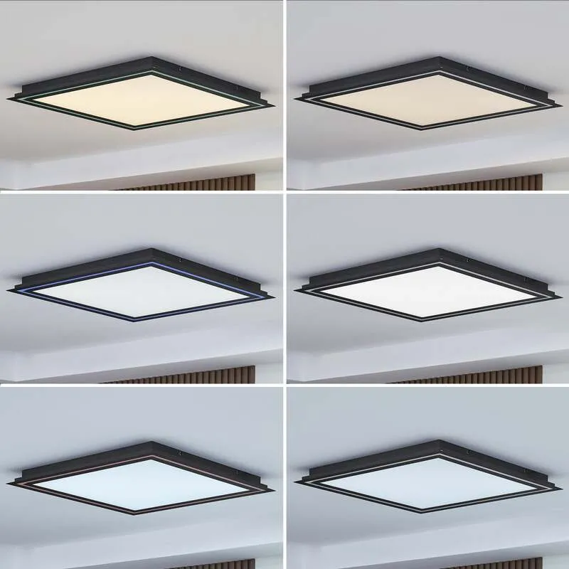 B-Ware Lucande Deckenlampe Deckenleuchte LED Leicy schwarz RGB CCT Fernbedienung 64 cm