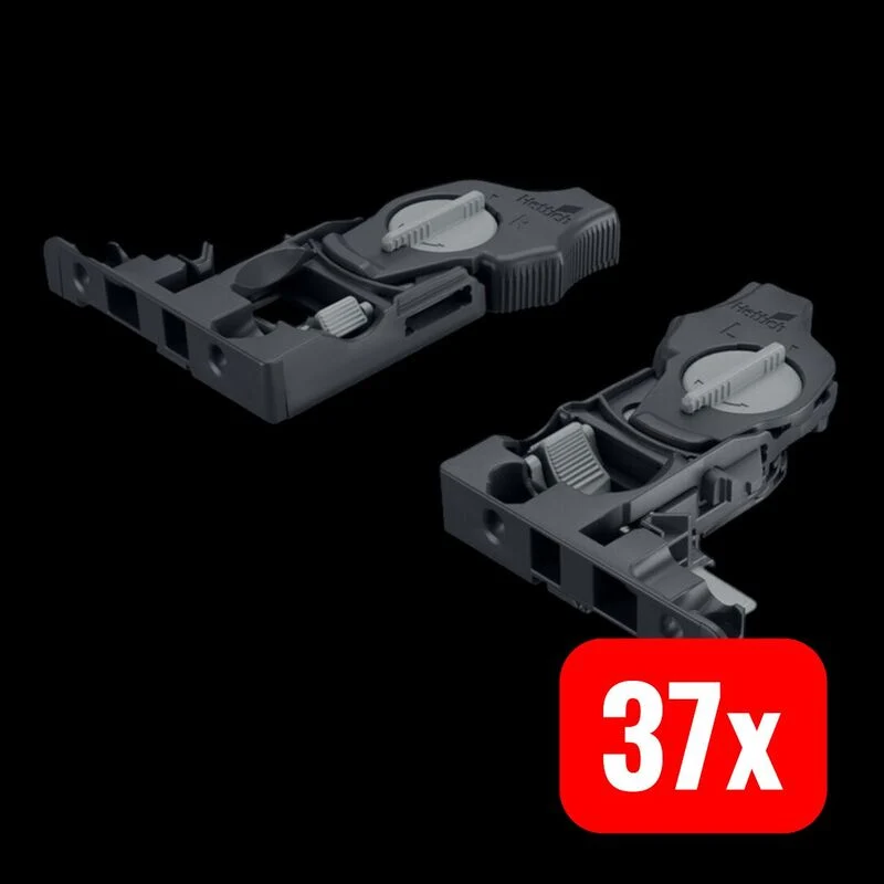 37x B-Ware Hettich Actro 5D Schnäpper Kunststoff für Holzschubkasten anthrazit