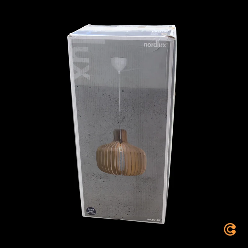 B-Ware Nordlux Pendelleuchte Hängelampe Hazo Holz naturfarben Ø 43 cm E27 LED Lampe