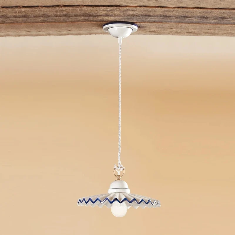 B-Ware Ceramiche Pendelleuchte PIEGHE Landhauslook 28 cm Lampe E27 Pendellampe Licht