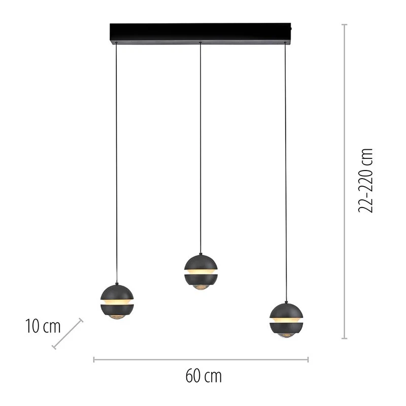 B-Ware SCHÖNER WOHNEN Pendelleuchte Hängelampe LED LINI verstellbar dimmbar 3-flammig