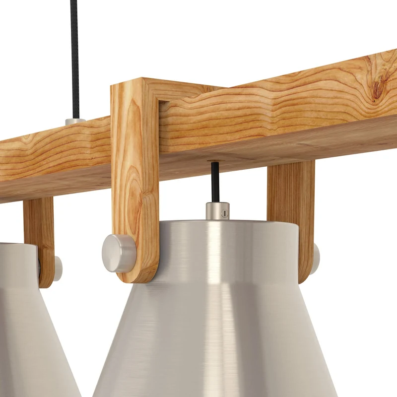B-Ware Eglo Pendelleuchte Hängelampe Cawton Leuchte Stahl Holz 76 cm 3-flammig E27 LED