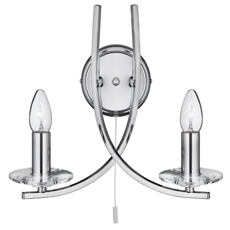B-Ware Searchlight Wandleuchte Wandlampe Ascona 2-flammig Chrom Glas Schalter E14 LED