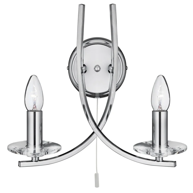 B-Ware Searchlight Wandleuchte Wandlampe Ascona 2-flammig Chrom Glas Schalter E14 LED