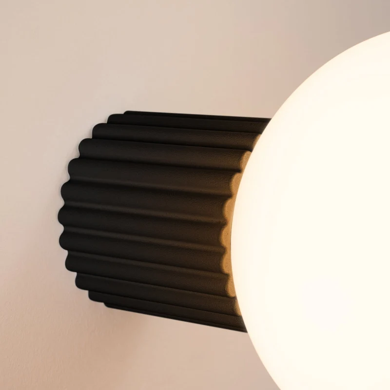 B-Ware Wandleuchte Wandlampe Orbi Schwarz Glas Aluminium IP44 Badezimmer G9 LED Ø 12 cm