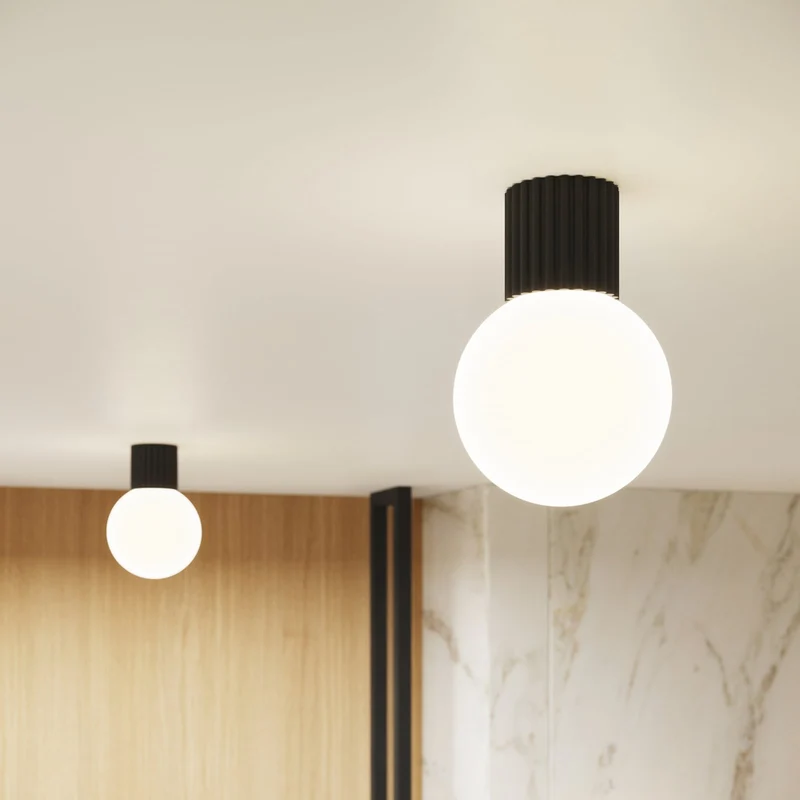 B-Ware Wandleuchte Wandlampe Orbi Schwarz Glas Aluminium IP44 Badezimmer G9 LED Ø 12 cm