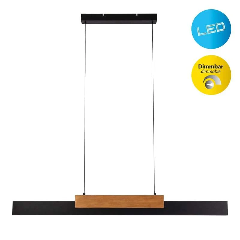 B-Ware Näve Pendelleuchte Hängeleuchte LED Wiebke schwarz Holz dimmbar Lampe SIEHE TEXT