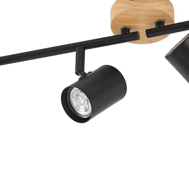B-Ware Lindby Deckenleuchte Xiomara 4-flammig LED Lampe Leuchte dimmbar schwarz Holz