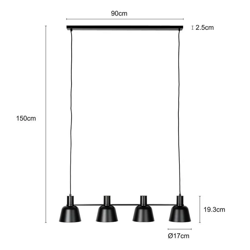 B-Ware Lucande Hängeleuchte Servan LED Pendelleuchte 4-flammig dimmbar schwarz 101,5cm