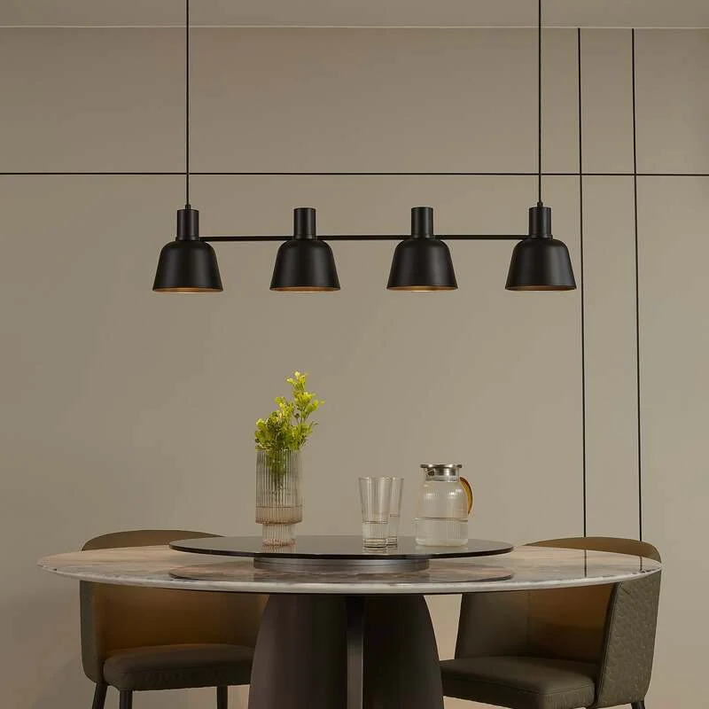 B-Ware Lucande Hängeleuchte Servan LED Pendelleuchte 4-flammig dimmbar schwarz 101,5cm