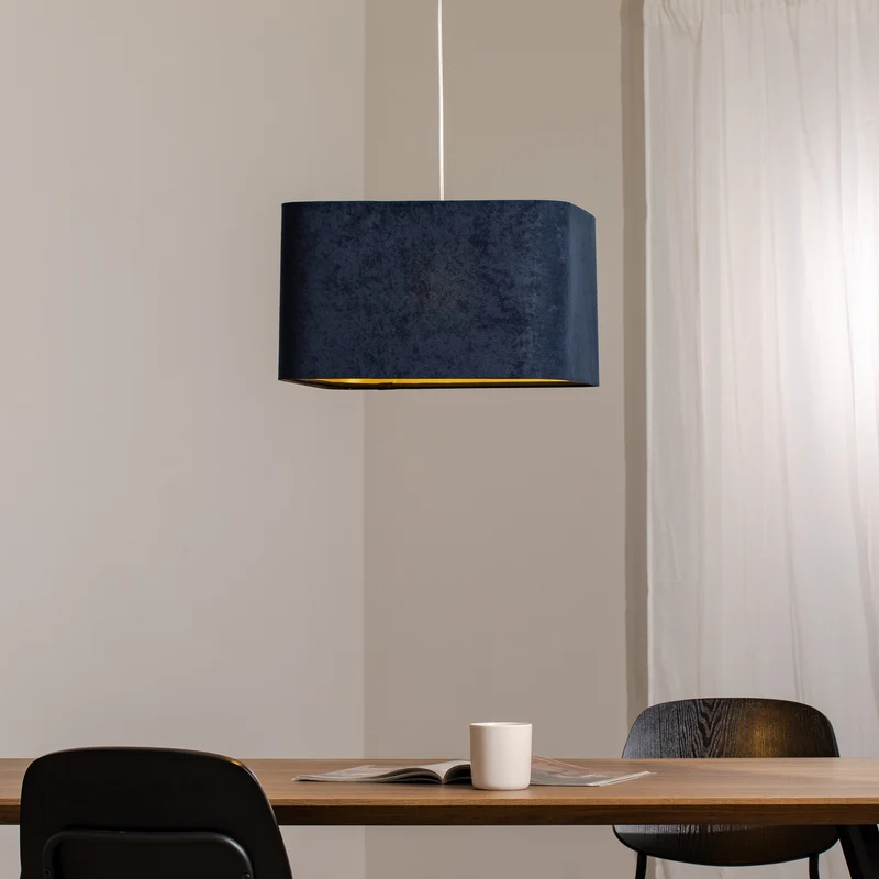B-Ware Hängeleuchte Kwadro LED Pendelleuchte Licht dimmbar dunkelblau gold 40x40cm