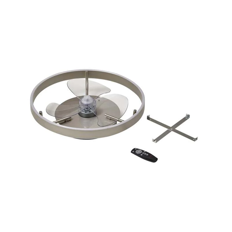 B-Ware Lindby LED-Deckenventilator Momitu silber leise Ø 50 cm dimmbar 36 W