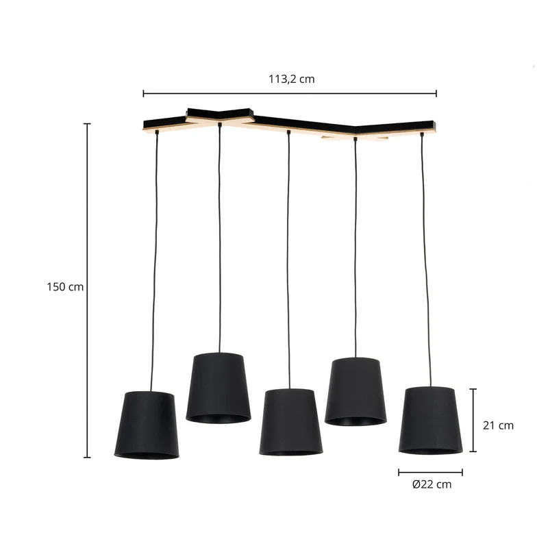 B-Ware Lucande Thamila Hängeleuchte Hängelampe Deckenlampe Leuchte Lampe schwarz Eiche