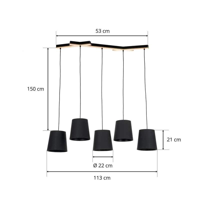 B-Ware Lucande Thamila Hängeleuchte Hängelampe Deckenlampe Leuchte Lampe schwarz Eiche
