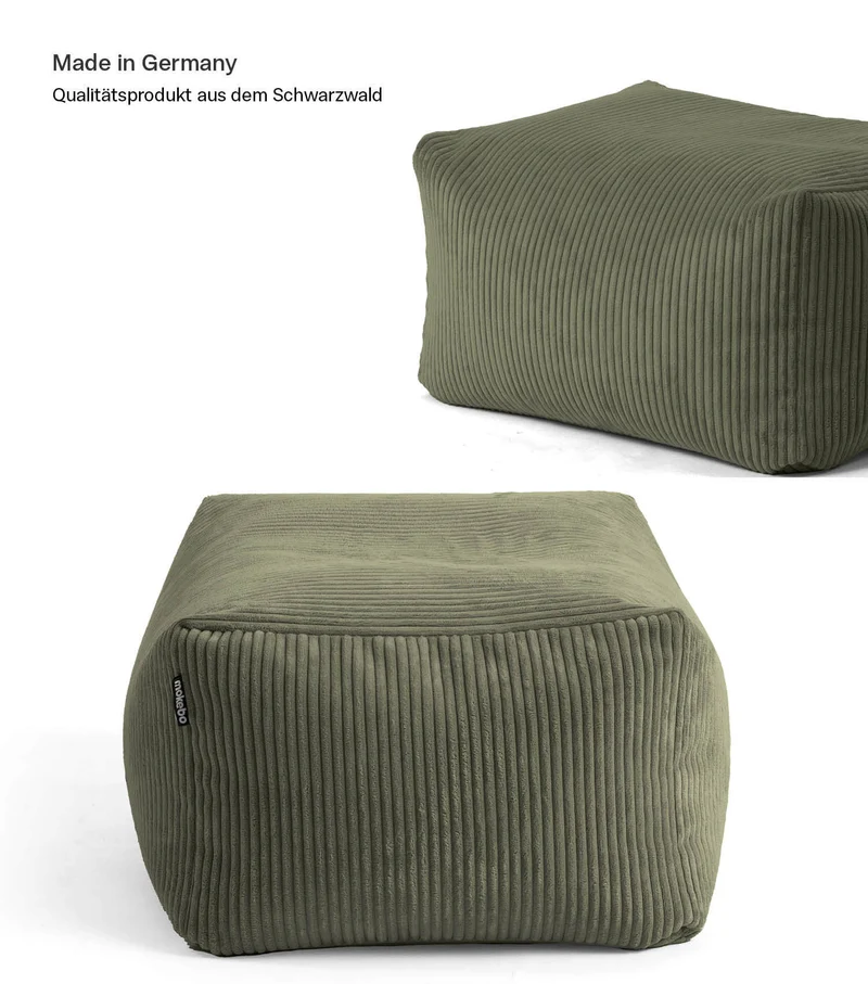 B-Ware mokebo Pouf Hocker Sitzhocker Sitzpouf Grün Cordbezug EPS Füllung Wohnzimmer