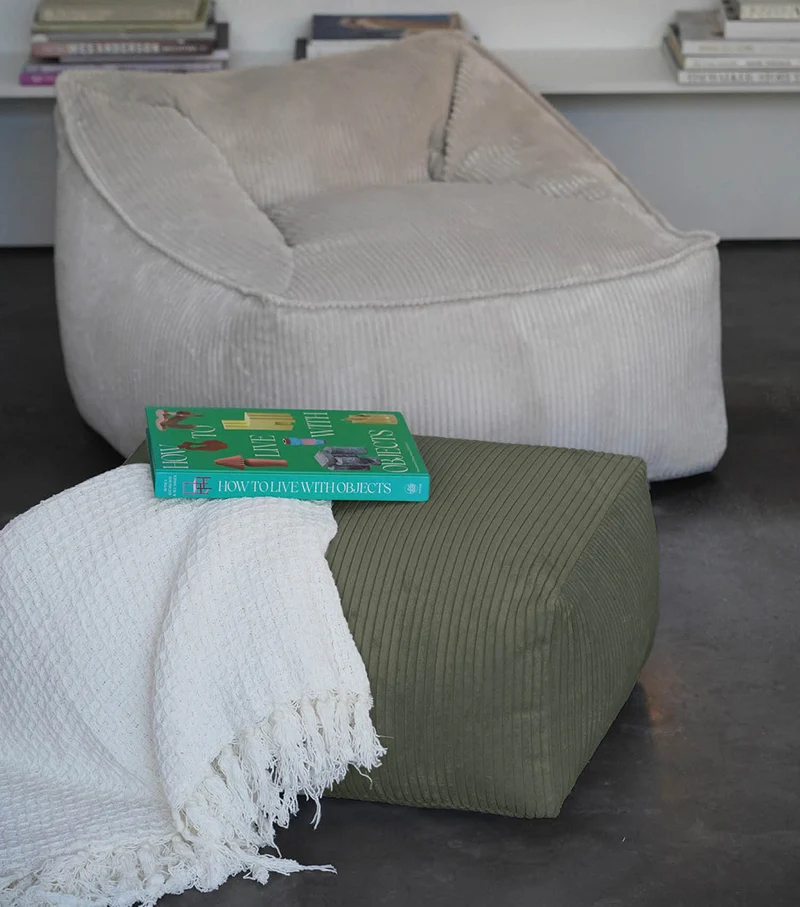 B-Ware mokebo Pouf Hocker Sitzhocker Sitzpouf Grün Cordbezug EPS Füllung Wohnzimmer