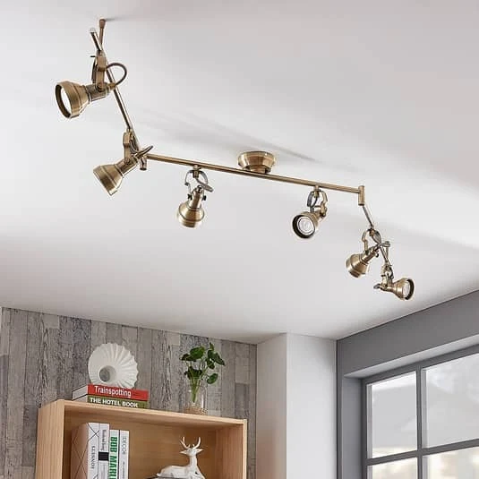 B-Ware Lindby Deckenlampe Deckenleuchte Perseas Altmessing 6 Flammig Strahler GU10