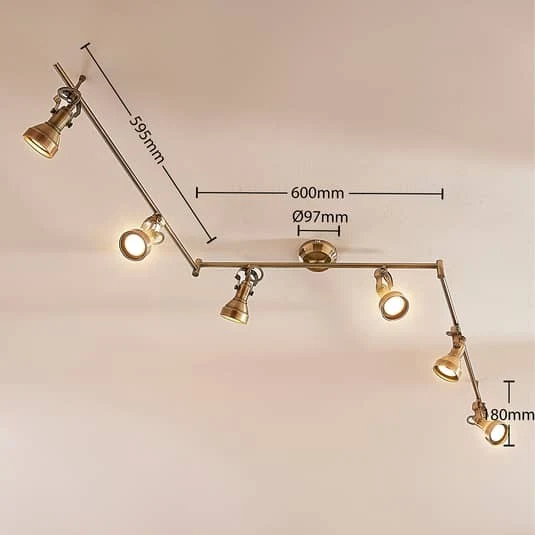 B-Ware Lindby Deckenlampe Deckenleuchte Perseas Altmessing 6 Flammig Strahler GU10
