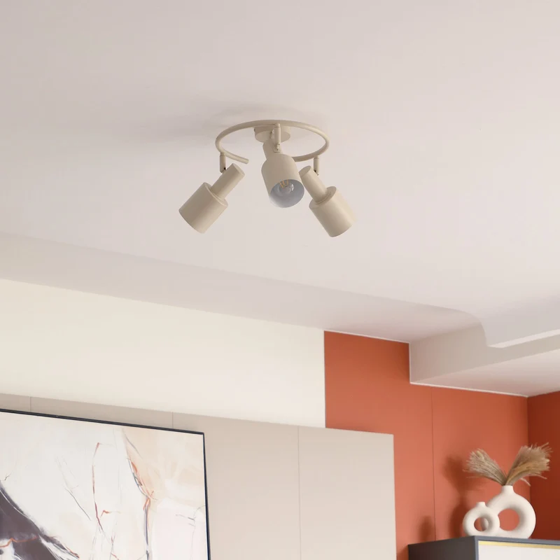 B-Ware Lindby Deckenstrahler Ovelia beige Eisen Deckenlampe Deckenleuchte Lampe E27