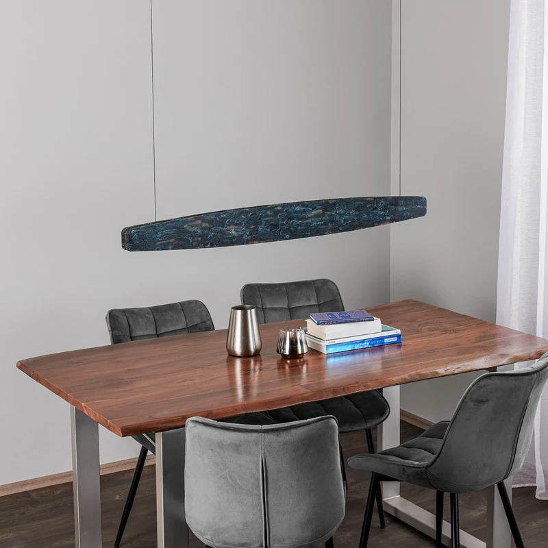 B-Ware Quitani Pendelleuchte Hängeleuchte LED Aluminium oxidiert schwarz Lysia 118 cm