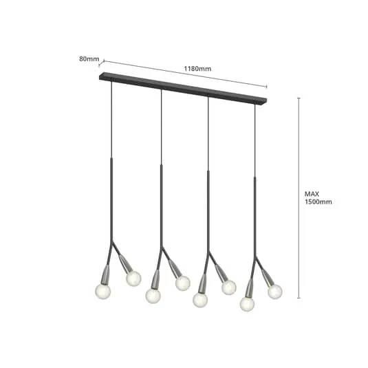 B-Ware Lucande Carlea Hängeleuchte Hängeleuchte Lampe Leuchte 8-fl., schwarz-nickel 426