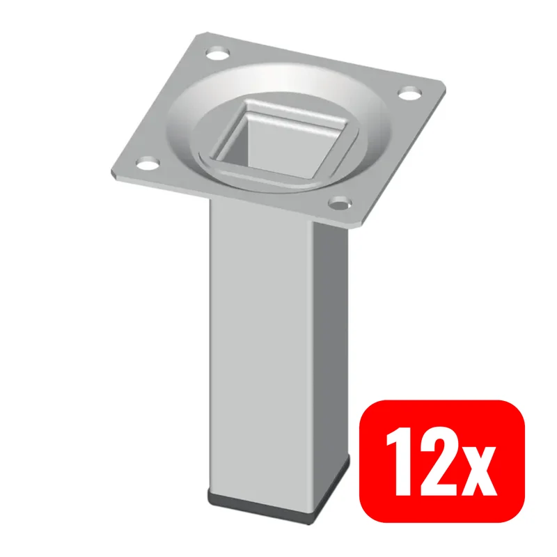 12x B-Ware ALFER ALUMINIUM Tischbein Möbelfuß weiß Stahl Anschraubplatte 200mm 12 STÜCK