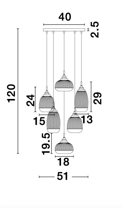 B-Ware Nova Luce Pendelleuchte Hängeleuchte MOND Gold E14 LED 6fach dimmbar Glas Metall