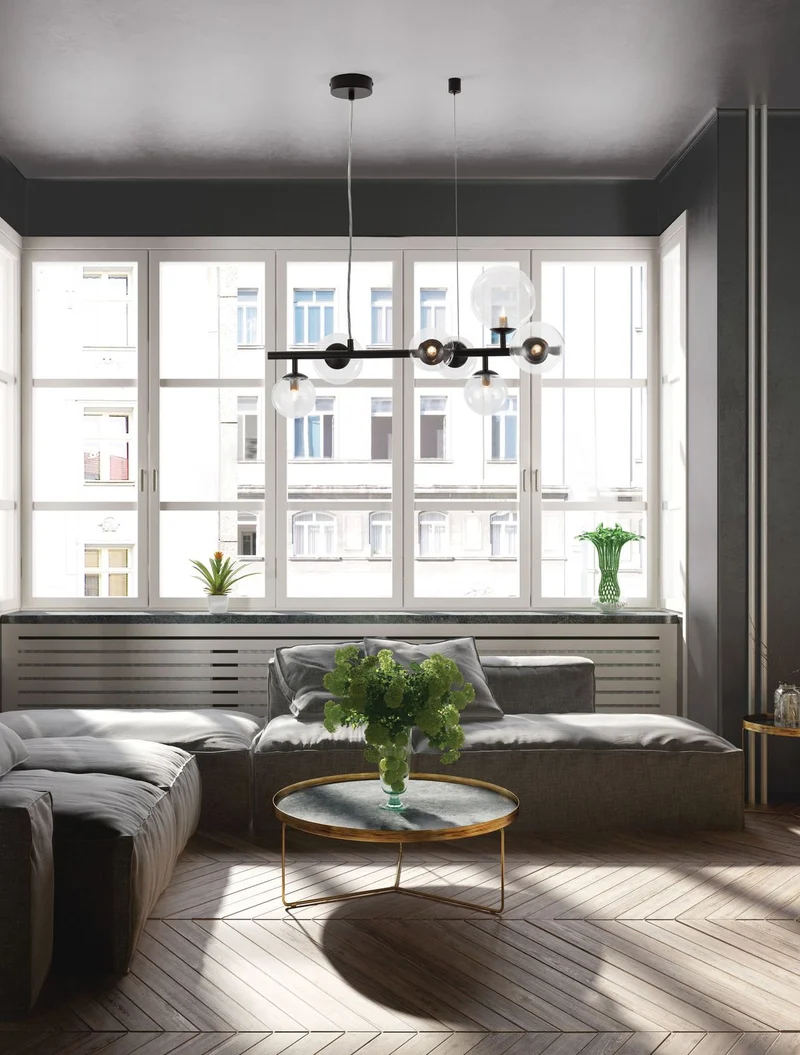 B-Ware Nova Luce Pendelleuchte Hängeleuchte ODILLIA Schwarz G9 LED 7-fach dimmbar Glas