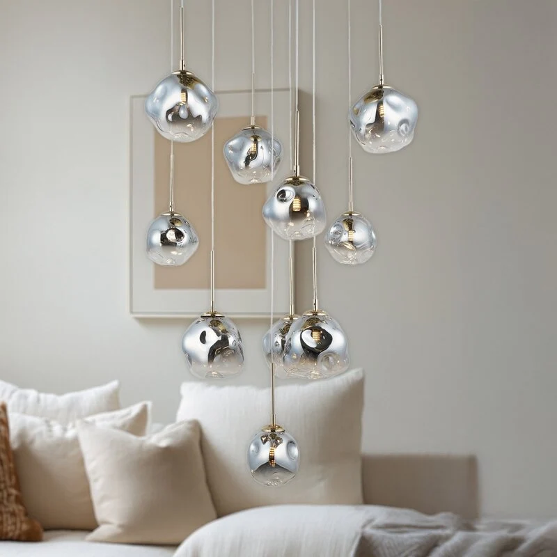 B-Ware Lucea Hängeleuchte Pendelleuchte Herman gold Glas grau Ø66cm SIEHE TEXT/FOTO