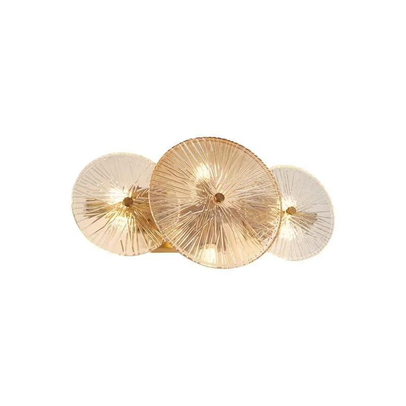B-Ware Searchlight Deckenleuchte Wagon Wheel Bernstein Messing Glas 6-flammig G9 LED