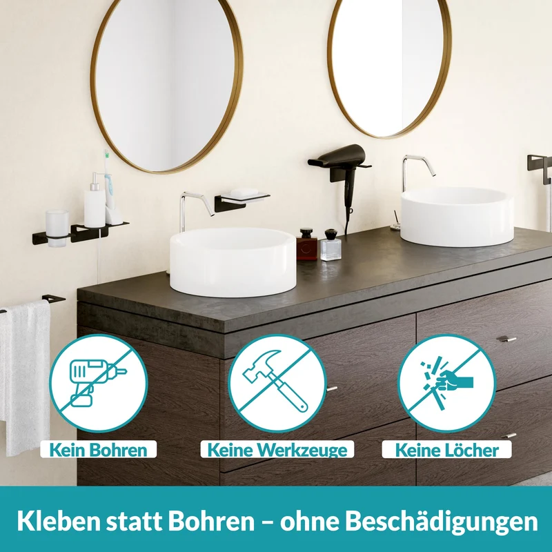 2x B-Ware Weissenstein Föhnhalter Halterung WOMO Schwarz Wandbefestigung Bad 2 STÜCK