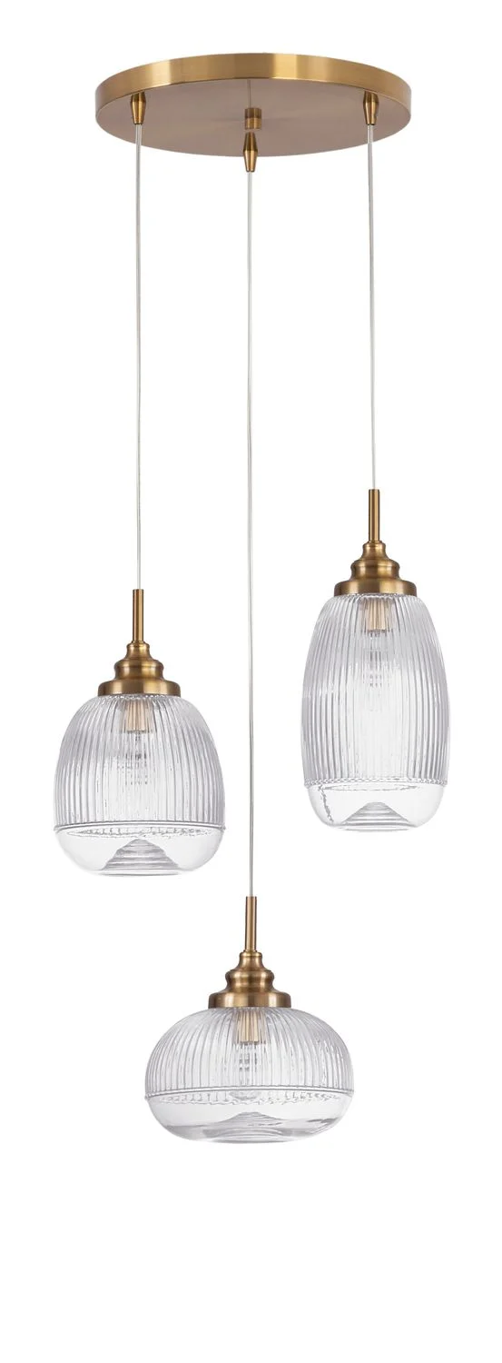 B-Ware Nova Luce Pendelleuchte Hängeleuchte Mond Gold E14 LED 3fach dimmbar Glas Metall