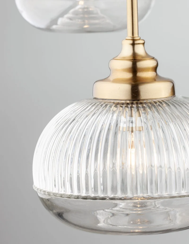 B-Ware Nova Luce Pendelleuchte Hängeleuchte Mond Gold E14 LED 3fach dimmbar Glas Metall