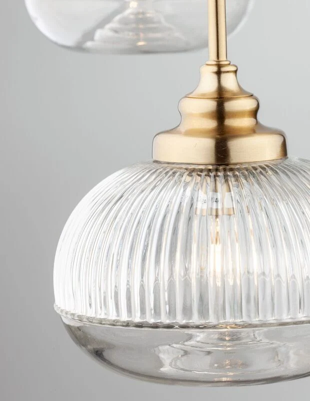 B-Ware Nova Luce Pendelleuchte Hängeleuchte Mond Gold E14 LED 3fach dimmbar Glas Metall