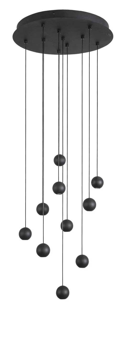 B-Ware Nova Luce Pendelleuchte Hängeleuchte NOCCI LED Schwarz Warmweiß 48 W 10-flammig