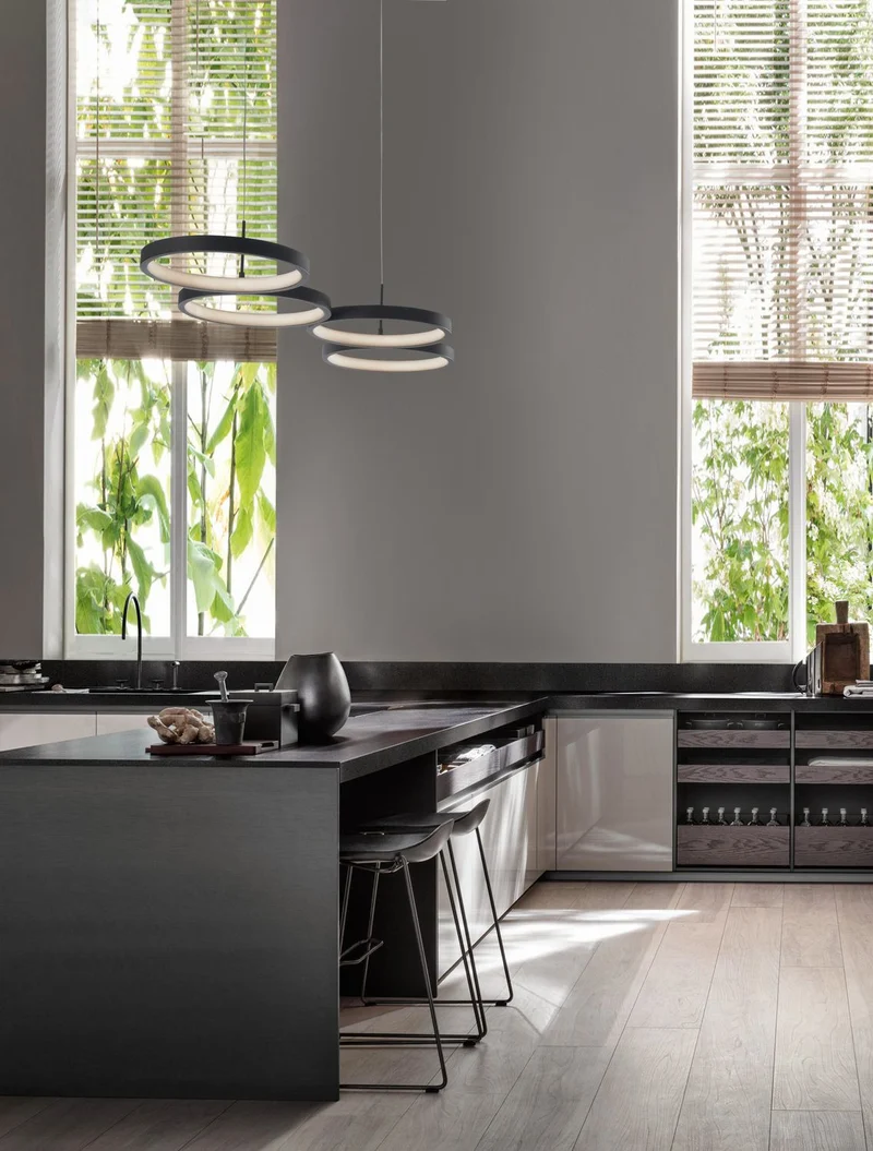 B-Ware Nova Luce Pendelleuchte Hängelampe MAGNUS LED Schwarz Warmweiß dimmbar 84 cm 41W